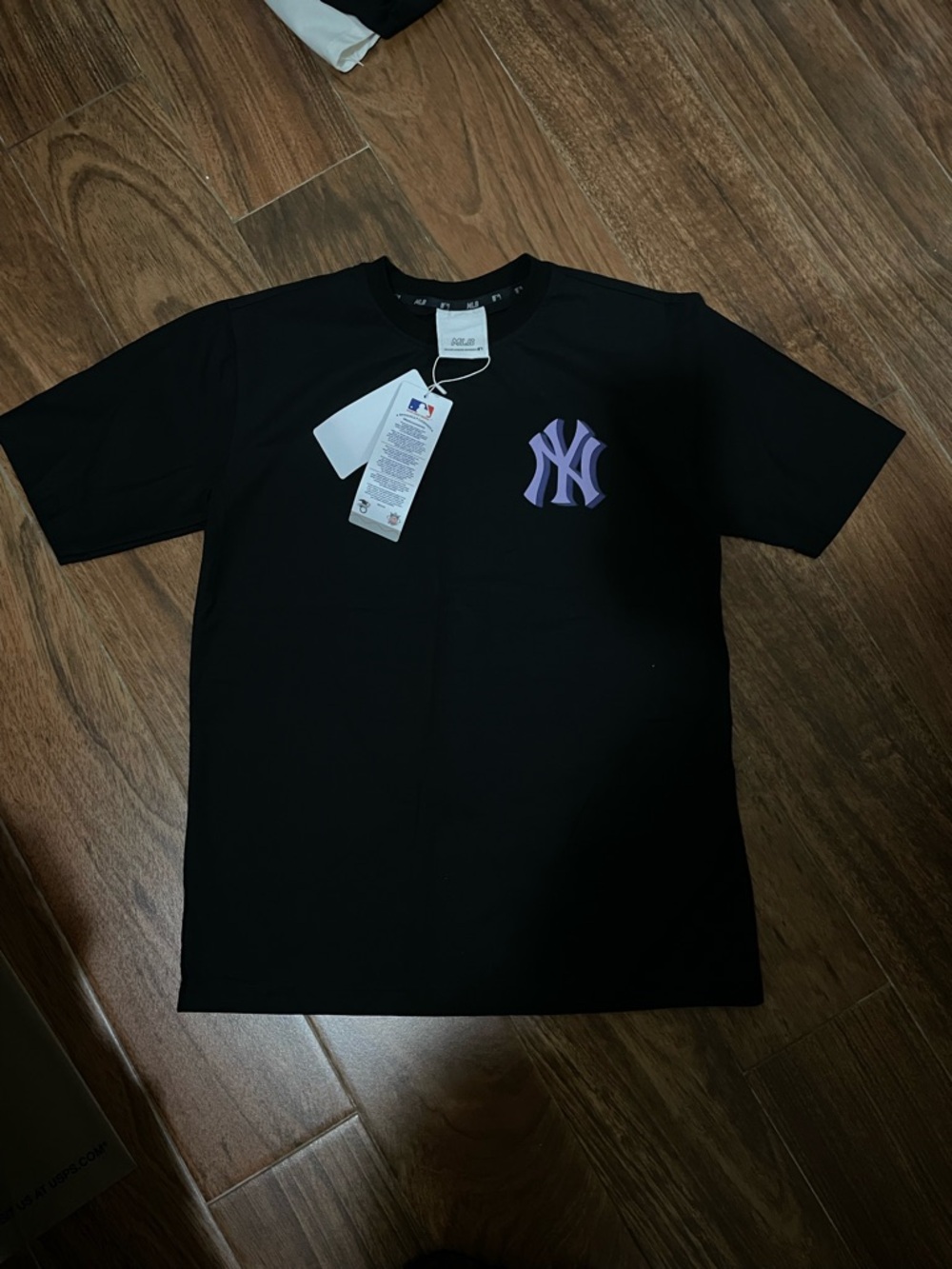 MLB Black T-Shirt with Purple NY Logo